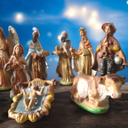 Grote Vintage Kerststal Figuren 10 Stuks Made In Italy thumbnail 7