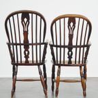 Set Van 2 Prachtige, Antieke Engelse Highback Windsor Eetkamerstoelen thumbnail 4