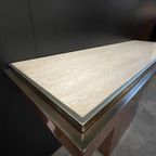Sidetable / Wandmeubel, Travertin En Messing, Belgochrom 1970'S thumbnail 7