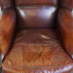 Vintage Schapenleren Oorfauteuil Met Een Heerlijk Zitcomfort En Een Mooi Patina thumbnail 12
