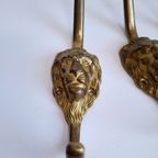 4 Vintage Lange Messing Leeuwenkop Haken Kapstokhaken thumbnail 5