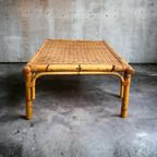 Vintage Bamboo Vierkante Coffee Table / Salontafel Met Rotan thumbnail 5