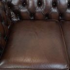 Luxe En Charmante 3-zits Rundleren Chesterfield Bank In Engelse Stijl thumbnail 5