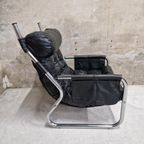 70's Vintage Fauteuil Leren Lounge Buizenframe Stoel thumbnail 4