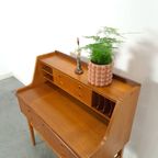 Zweeds Teak Secretaire Met Lades En Uitschuifbaar Blad, Bureau thumbnail 5