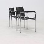 Set Of 2 Italian Modern Saddle Leather And Chromed Steel Chairs 1980S thumbnail 5