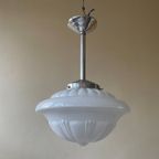 Lamp Hanglamp Art Deco 1930 Ufo Vorm Wit Glas Frans thumbnail 10