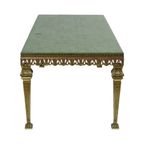 Hollywood Regency Salontafel Groen Leder Messing Italië 138Cm thumbnail 6