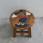 Vintage Mickey Mouse Houten Krukje, Diameter 25 Cm thumbnail 9