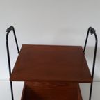 Jaren 60 Vintage Lectuurtafel Magazine Rek Teakhouten Krantenbak Tafeltje thumbnail 2