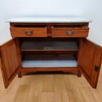 Vintage Frans Dressoir Commode, Ladekast Badkamermeubel Met Marmer Blad 110 thumbnail 11