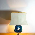 Fine Brass & Blue Agate Stone Lamp thumbnail 6