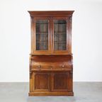 Grote En Praktische Antieke Engelse Mahoniehouten Boekenkast/ Secretaire Uit De 19e Eeuw thumbnail 2