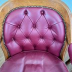 Set Vintage Wijnrode Chesterfield Fauteuils thumbnail 12