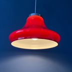 Rode Space Age Hanglamp Van Plexiglas Met Chroom Kapje thumbnail 7