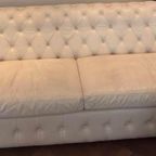 Witte Leren Chesterfield Bank thumbnail 3