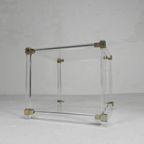 Hollywood Regency Salontafel Plexiglas, Glas, Messing, Jaren 70 thumbnail 4