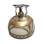 Amsterdamse School / Hanging Lamp / Iron / Linen / 1920s thumbnail 6