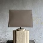 Architectural Table Lamps In Travertine And Brass Style Maison Jansen , 1970S thumbnail 15