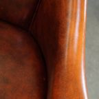 Set Van 6 Engelse Rundleren Eetkamerstoelen/ Tubchairs In Een Luxe Rode Chesterfield Kleur thumbnail 18