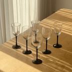 Set Of 6 Mistmatched Wine Glasses With Black Stem thumbnail 7