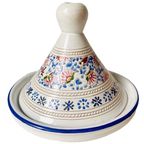 Handgemaakte Marokkaanse Tajine Aardewerk Glazuur Wit thumbnail 3