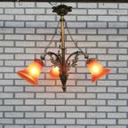 Antieke Bronzen Lamp Met 3 Kelken thumbnail 3