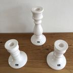 Set Van 3 Witte Vintage Zweedse Kandelaren Van Guldkroken thumbnail 4