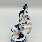 Gzhel Circuspaard Decoratie Blauw/wit thumbnail 4