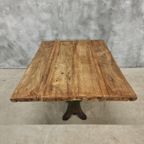 Antieke Tafel Eettafel Eiken Op Gietijzeren Poot 93 X 123 Cm thumbnail 14