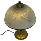 Art Deco - Xl Table Lamp - Holophane Glass - Brass Base, Teo Sockets thumbnail 3