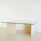 Glazen Salontafel Travertin Onderstel thumbnail 5