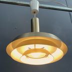 Metal Hanging Lamp Veb Brass Color And White 1960S thumbnail 4