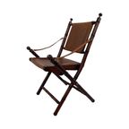 Officer’S Chair - Wood And Leather Upholstery - Military Campaign Style thumbnail 3