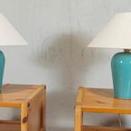 Set Van 2 Vintage Klassieke Tafellampen, Blauw / Turkoois thumbnail 8