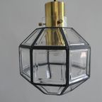 Vintage Glashütte Limburg P216 Hanglamp Glas Messing thumbnail 2