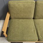 Green Fabric And Wood 3 Seat Sofa 1960s thumbnail 2