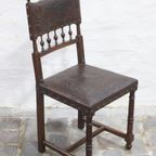 Set Of 3 Renaissance Chairs In Oak And Embossed Leather, 19Th Century, Belgium Prijs/Set thumbnail 9