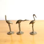 Vintage Set Van 3 Bronzen Staande Vogels, Jaren '60/'70 thumbnail 3