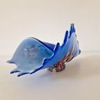 Vintage Glazen Schaal Glas Kunst Mondgeblazen Schelp Schaal thumbnail 8