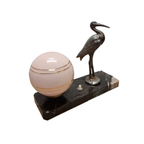 Art Deco Lamp Met Een Reiger. thumbnail 3