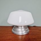 Art Deco Plafondlamp Met Een Conische Wereldbol In Witte Opaline thumbnail 2