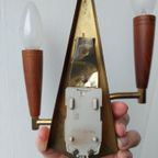 Deens Midcentury Wandlampje Van Teak En Messing, thumbnail 7
