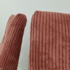 Vintage Fauteuils Teakhout | Roze Rib Stof Nieuw Setprijs thumbnail 3