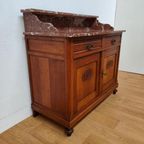 Vintage Antiek Dressoir Commode Ladekast Badkamermeubel Met Marmer Blad 611 thumbnail 7