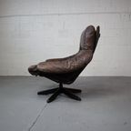 Leather Swivel Lounge Chair By Gerald Easden For Module thumbnail 5