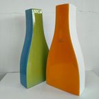 Unieke Groen Blauwe Bloemenvaas In Flesvorm thumbnail 8