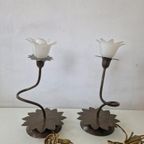 2 Vintage Massive Tafellampen In De Vorm Van Bloemen thumbnail 5