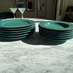 6X Diep 6X Dinerbord Vintage Donkergroen thumbnail 6