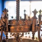 Large Antique Metal Chandelier thumbnail 10